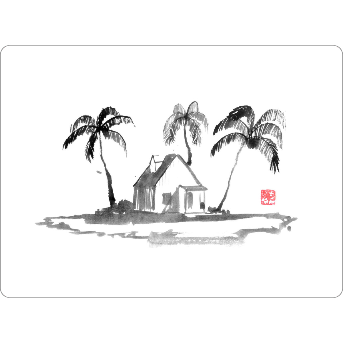 Tischset "Inselpalmen" artboxONE - Reise / Strand und Meer - Insel,Haus,Palmtrees,Sumie,Japan - Bild insel