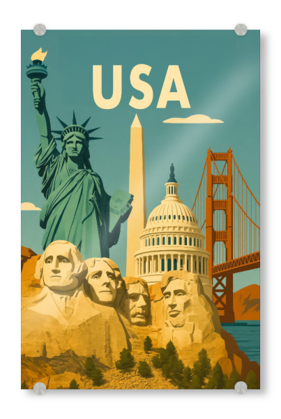 Acrylglasbild "Amerikanische Wahrzeichen Collage" artboxONE - Städte,Reise / Länder