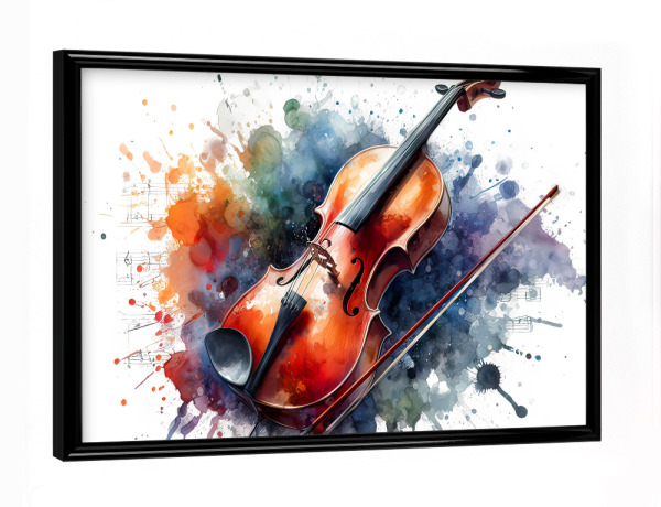 Poster mit schwarzem Rahmen "Aquarellgeige" artboxONE - Abstrakt,Musik