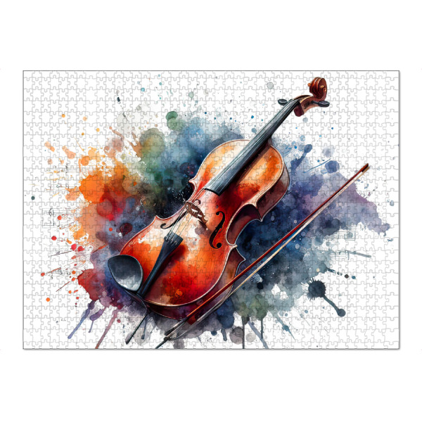 Puzzle Ravensburger "Aquarellgeige" artboxONE - Abstrakt,Musik - Geige,Aquarell,Musik,Instrument,Bogen,Malerei,Kunst,Farbenfrohe,Musikalische notizen