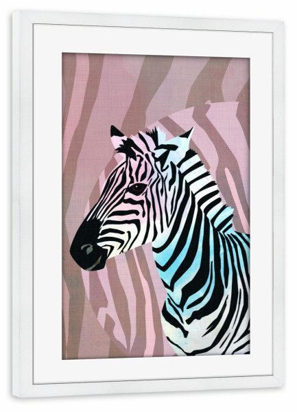 Poster mit Rahmen weiß "Zebra Vibes" artboxONE - Tiere