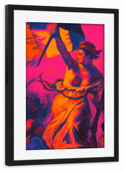 Poster mit Rahmen schwarz "Lady Liberty (Neon Edition)" artboxONE - Abstrakt,Menschen,Für Mama