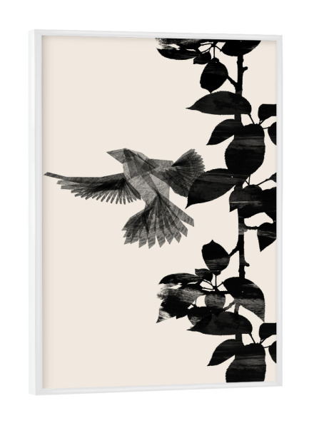 Poster mit weißem Rahmen "Danushka - Botanical Bird A" artboxONE - Floral,Tiere,Abstrakt - Vogel,Tier,Natur,Wald,Baum,Blätter,Schwalbe