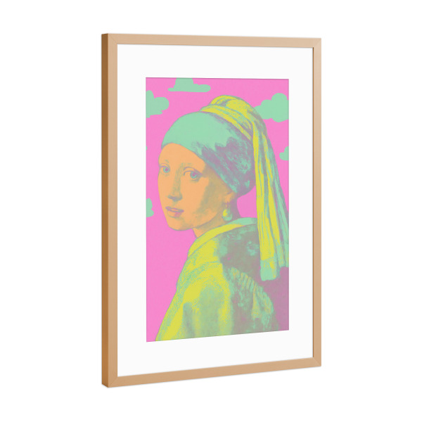 Poster mit Rahmen Kupfer "Mädchen Mit Perlenohrring (Neon)" artboxONE - Abstrakt,Menschen,Für Mama