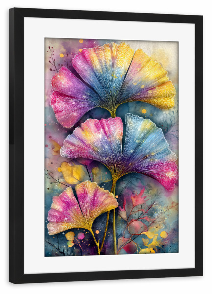 Poster mit Rahmen schwarz "Ginkgo Biloba ao" artboxONE - Natur - Ginkgo,Biloba,Gingko biloba,Baum,Wald,Blätter,Natur