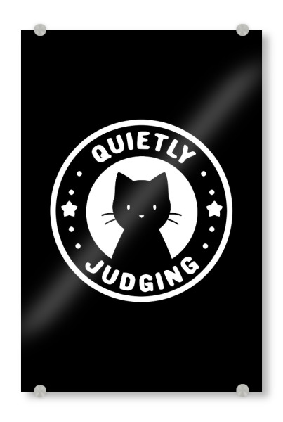 Acrylglasbild "Katze leise beurteilt" artboxONE - Tiere,Schwarzweiß