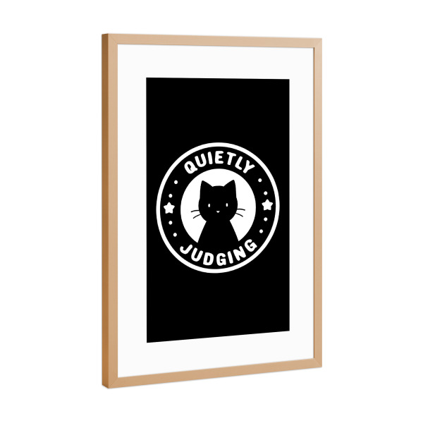 Poster mit Rahmen Kupfer "Katze leise beurteilt" artboxONE - Tiere,Schwarzweiß