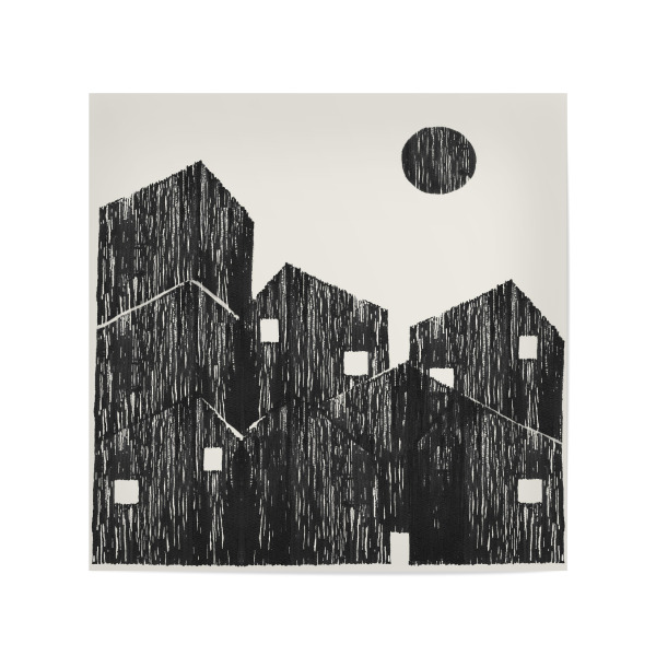 Poster 20x20 cm "Danushka - Goodnight Moon" artboxONE - Städte,Abstrakt - Monochrome,Stadt,Skyline,Haus,Zuhause
