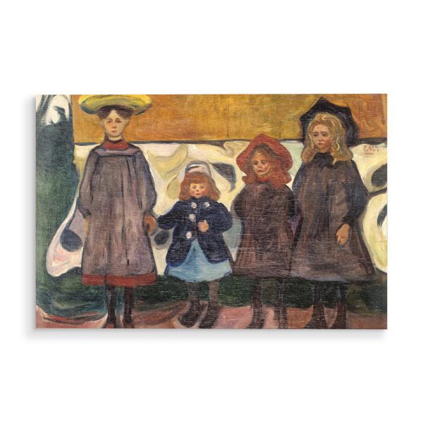 Holzbild "Vier Mädchen in Asgardstrand" artboxONE - Für Kinder,Für Mama,Für Papa