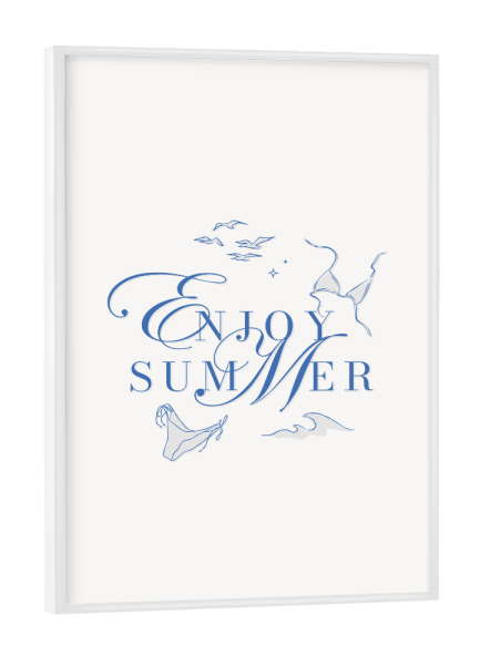 Poster mit weißem Rahmen "Genießen Sie Sommerblau" artboxONE - Reise,Reise / Strand und Meer
