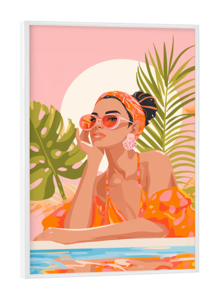 Poster mit weißem Rahmen "Modeträume am Pool" artboxONE - Natur,Menschen,Fashion