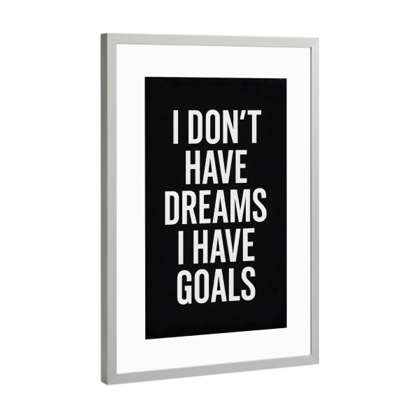 Poster mit Rahmen Silber "Goals" artboxONE - Typografie,Schwarzweiß