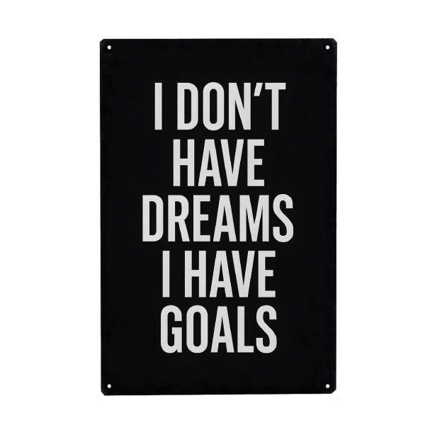 Metall Poster "Goals" artboxONE - Typografie,Schwarzweiß