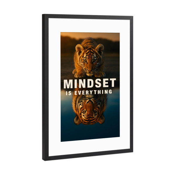 Poster mit Rahmen Schwarz (Metallic) "Mindset is everything" artboxONE - Typografie,Natur,Tiere