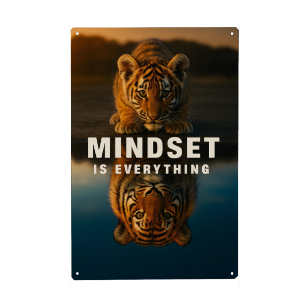Metall Poster "Mindset is everything" artboxONE - Typografie,Natur,Tiere
