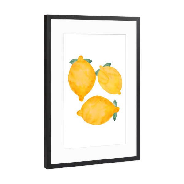 Poster mit Rahmen Schwarz (Metallic) "Zitronen in Wasserfarbe" artboxONE - Natur,Essen & Trinken,Essen & Trinken / Obst & Gemüse
