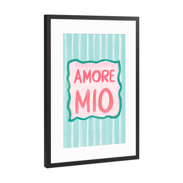 Poster mit Rahmen Schwarz (Metallic) "Amore Mio Poesie" artboxONE - Typografie,Geometrie,Liebe