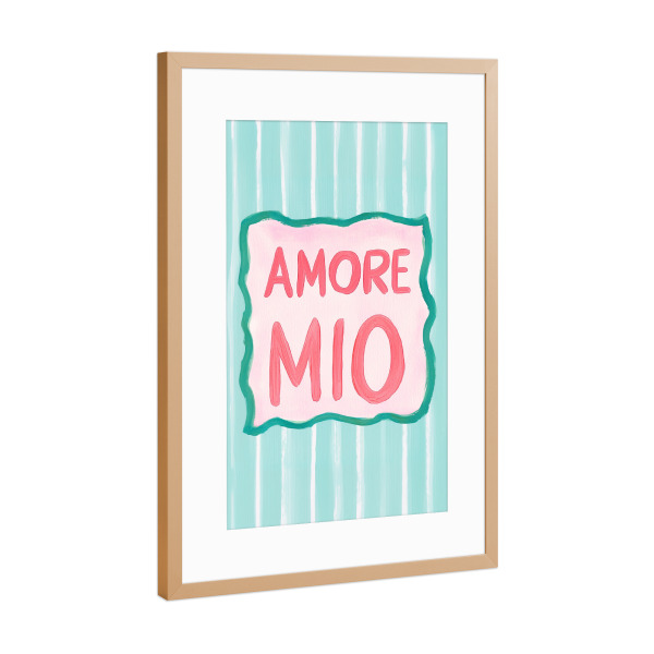 Poster mit Rahmen Kupfer "Amore Mio Poesie" artboxONE - Typografie,Geometrie,Liebe