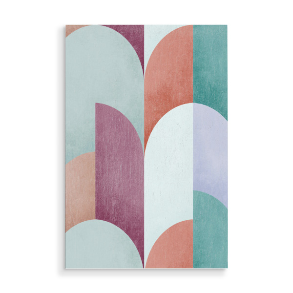 Holzbild "Mid Mod Geometrie Sonnenuntergang" artboxONE - Abstrakt,Geometrie