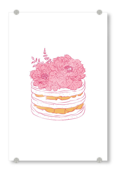 Acrylglasbild "Dessertblumenillustration" artboxONE - Floral,Essen & Trinken