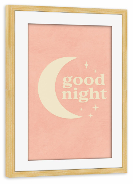 Poster mit Rahmen kiefer "Good Night (Pastel Pink)" artboxONE - Für Kinder,Für Mama