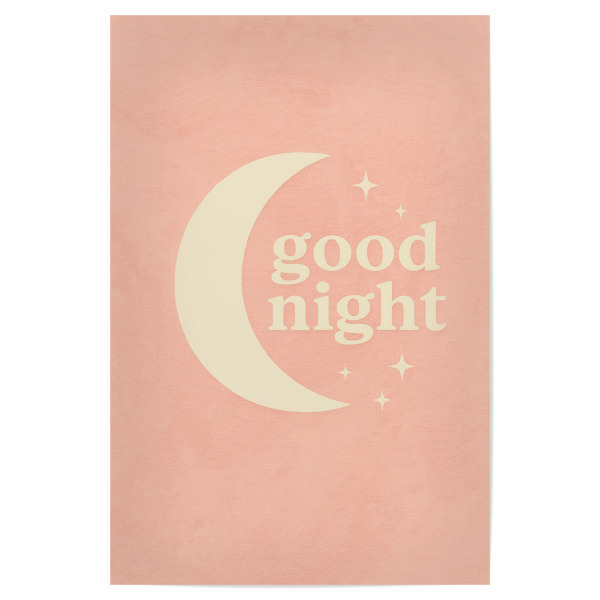 Poster "Good Night (Pastel Pink)" artboxONE - Für Kinder,Für Mama - Good night,Gute nacht,Kinderzimmer,Baby zimmer,Rosa,Süss,Illustration,Sterne,Text