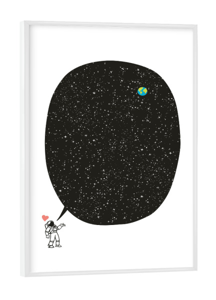 Poster mit weißem Rahmen "Astronaut Talking About Infinite" artboxONE - Galaxy