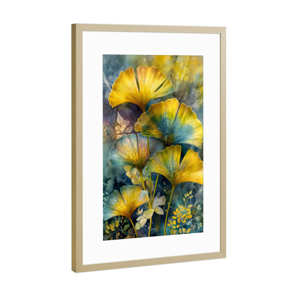 Poster mit Rahmen Gold "Ginkgo Biloba AB" artboxONE - Natur - Biloba,Baum,Wald,Blätter,Natur,Ginkgo biloba,Ginkgo