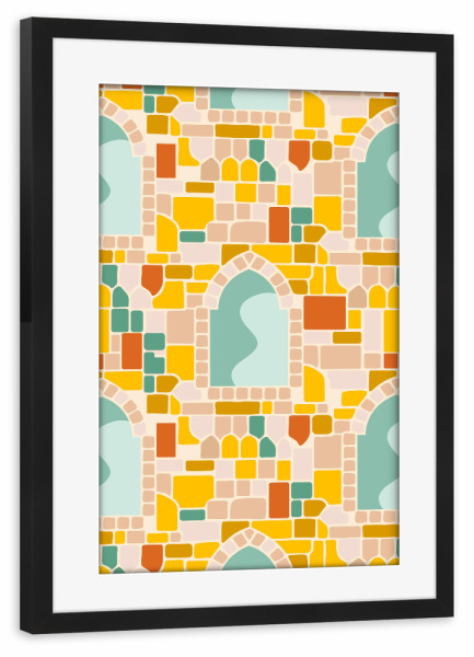 Poster mit Rahmen schwarz "Sonniger Mosaik" artboxONE - Architektur