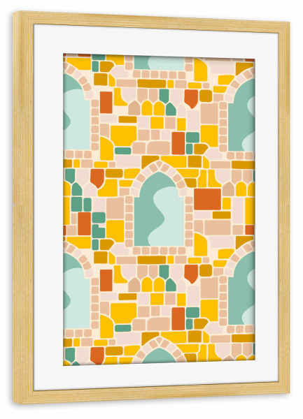 Poster mit Rahmen kiefer "Sonniger Mosaik" artboxONE - Architektur
