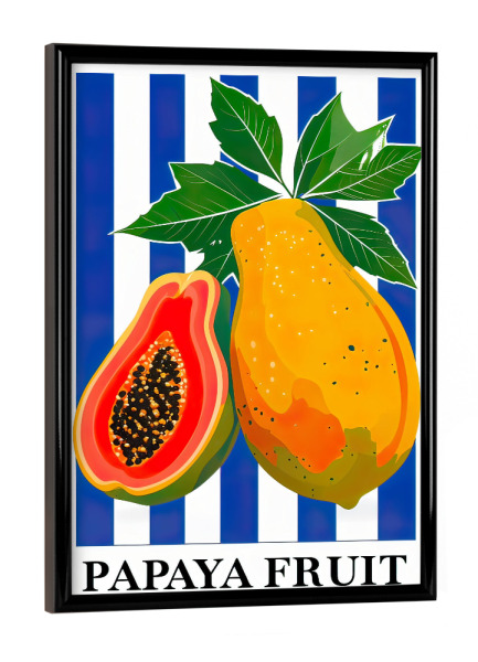 Poster mit schwarzem Rahmen "Papaya Frucht b" artboxONE - Fashion