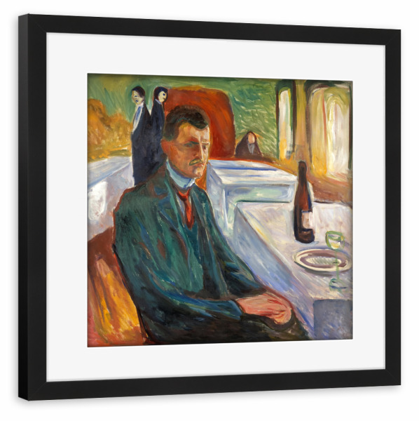 Poster mit Rahmen schwarz "Selbstporträt mit Wein" artboxONE - Für Mama,Für Papa,Männer