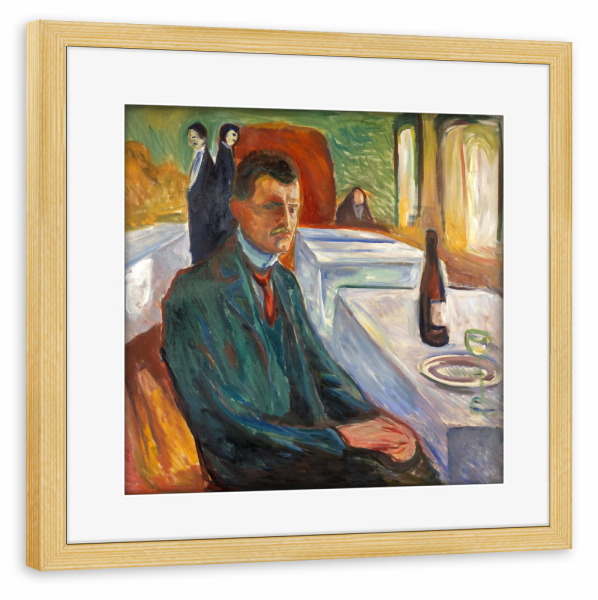 Poster mit Rahmen kiefer "Selbstporträt mit Wein" artboxONE - Für Mama,Für Papa,Männer