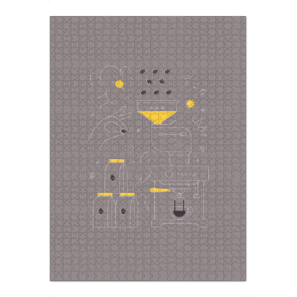 Puzzle Ravensburger "Kaffeemaschine grau" artboxONE - Essen & Trinken - Kaffee,Bohne,Café,Bio,Getränk,Shop,Pack,Paket,Container,Maschine,Ausrüstung