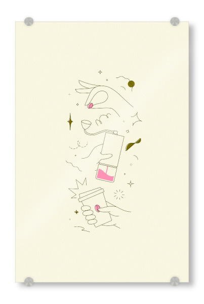 Acrylglasbild "Kaffeemühle gelb" artboxONE - Essen & Trinken - Getränk,Kaffee,Bohne,Bio,Geschäft,Schleifer,Hand,Tasse,Kunst,Heiß,Wegbringen