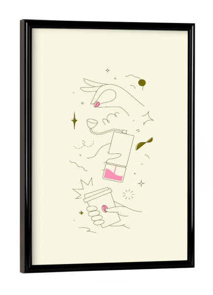 Poster mit schwarzem Rahmen "Kaffeemühle gelb" artboxONE - Essen & Trinken