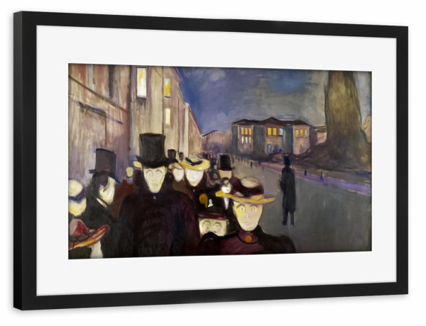 Poster mit Rahmen schwarz "Abend auf Karl Johan" artboxONE - Menschen,Für Mama,Für Papa