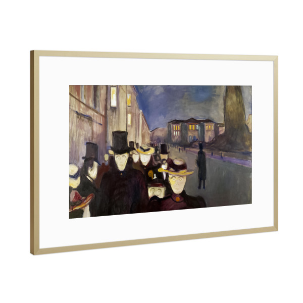 Poster mit Rahmen Gold "Abend auf Karl Johan" artboxONE - Menschen,Für Mama,Für Papa