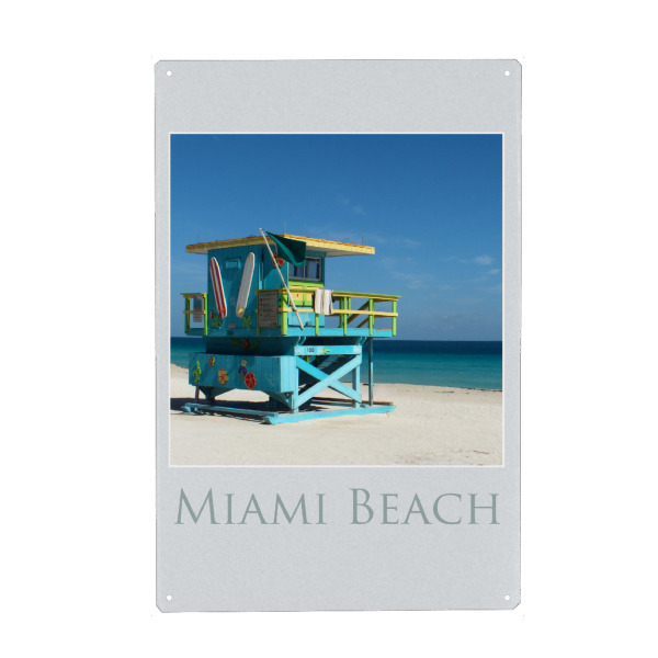 Metall Poster "At Miami Beach" artboxONE - Reise,Architektur,Reise / Strand und Meer,Reise / Länder
