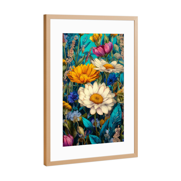 Poster mit Rahmen Kupfer "Schöner Blumengarten E (matart)" artboxONE - Natur,Floral - Blumen,Garten,Natur,Modern,Kunst