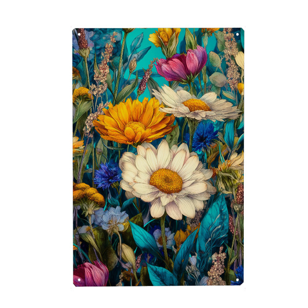 Holzbild "Schöner Blumengarten E (matart)" artboxONE - Natur,Floral - Blumen,Garten,Natur,Modern,Kunst