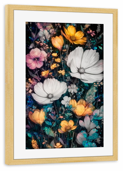 Poster mit Rahmen kiefer "Beautiful Flower Garden C" artboxONE - Natur,Floral - Blumen,Garten,Natur,Modern,Kunst