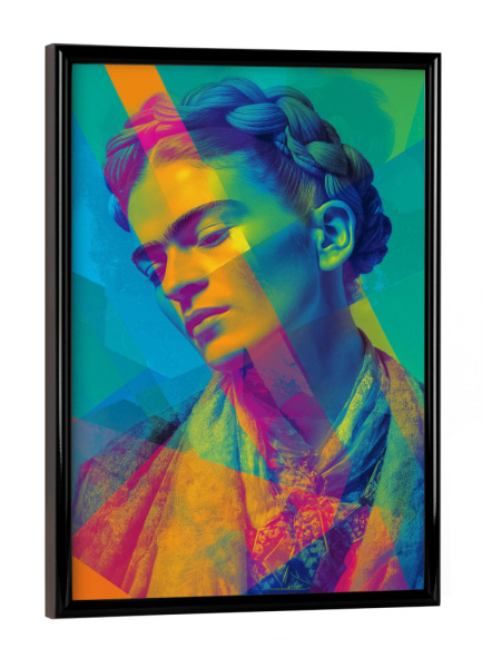 Poster mit schwarzem Rahmen "Frida's Farbenspiel" artboxONE - Abstrakt,Menschen,Geometrie