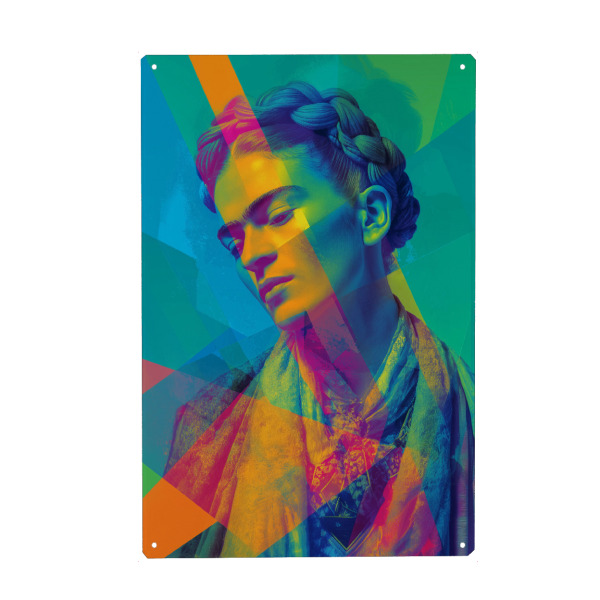 Metall Poster "Frida's Farbenspiel" artboxONE - Abstrakt,Menschen,Geometrie