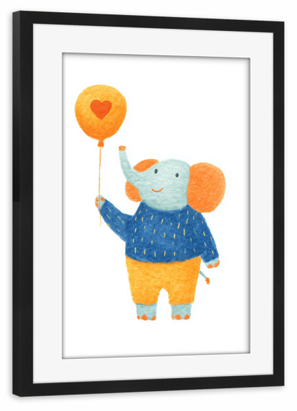 Poster mit Rahmen schwarz "Liebevolle Elefanten Botschaft" artboxONE - Für Kinder,Tiere,Liebe