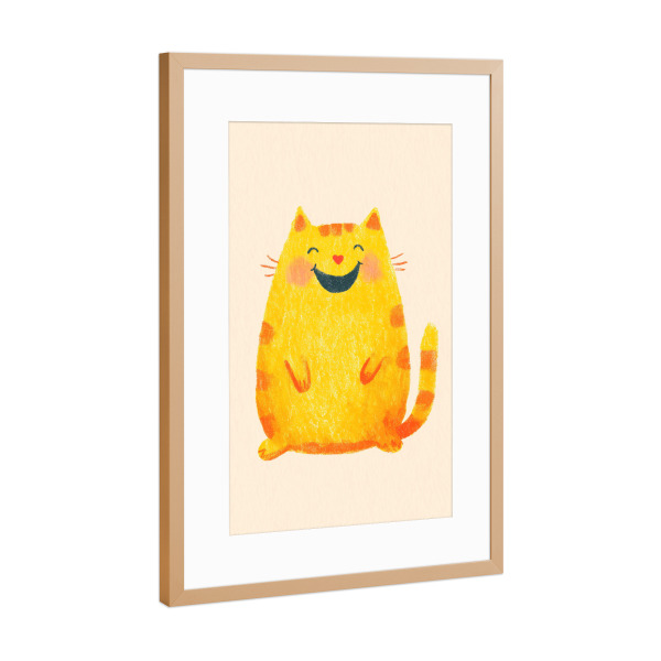 Poster mit Rahmen Kupfer "Niedlicher dicker Kater" artboxONE - Für Kinder,Tiere,Lustig