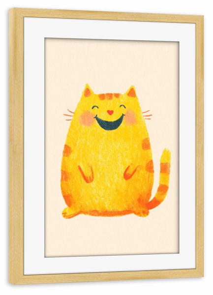Poster mit Rahmen kiefer "Niedlicher dicker Kater" artboxONE - Für Kinder,Tiere,Lustig