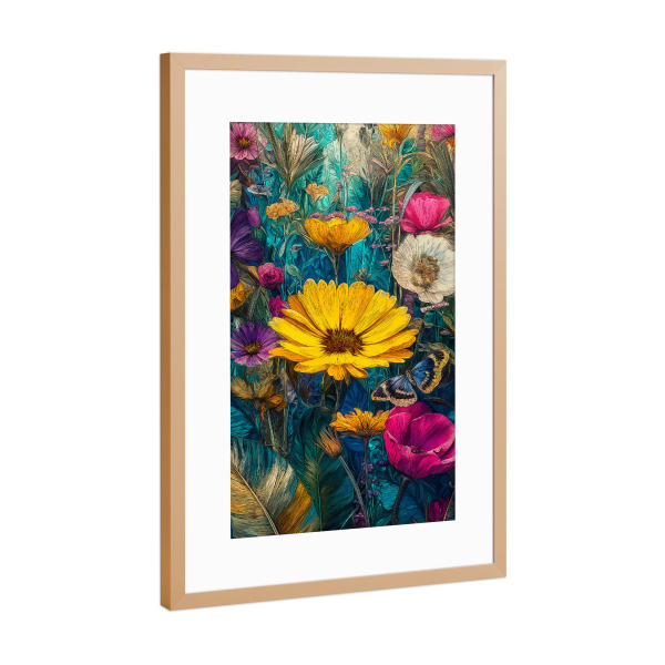 Poster mit Rahmen Kupfer "Schöner Blumengarten G (matart)" artboxONE - Natur,Floral - Blumen,Garten,Natur,Modern,Kunst
