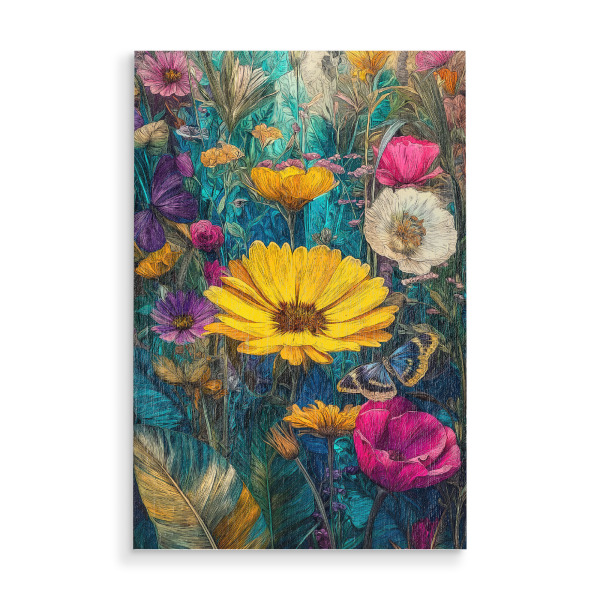 Holzbild "Schöner Blumengarten G (matart)" artboxONE - Natur,Floral - Blumen,Garten,Natur,Modern,Kunst