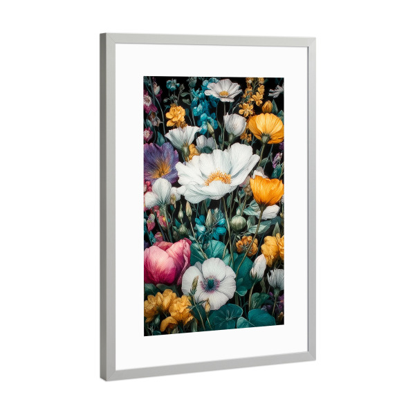 Poster mit Rahmen Silber "Schöner Blumengarten F (matart)" artboxONE - Natur,Floral - Blumen,Garten,Natur,Modern,Kunst